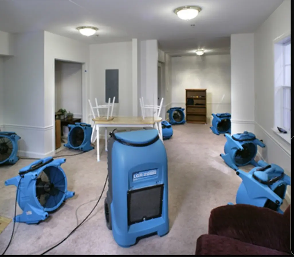 Air movers and dehumidifier setup for Water Extraction & Removal in Glenarden